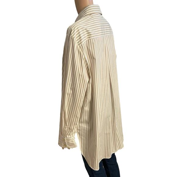 Jude Connally Kimber Button Down Tunic Top XL Long Sleeve Striped Sand Cotton - Picture 5 of 9